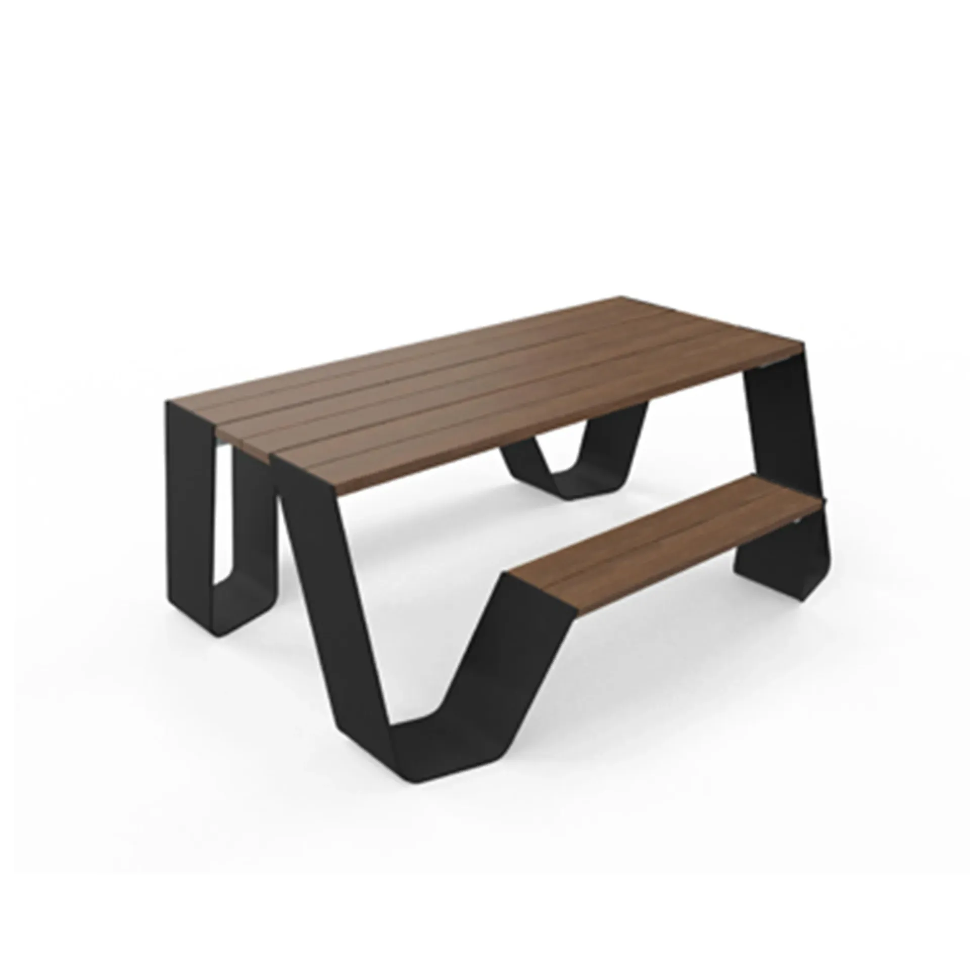 [HOW001] Hopper wood (4–6 Personen, L : 178 cm , Picnic (=2 Bänke), Hellwood, Black (RAL9005), Verzinkte Rahmen, Kein Sonnenschirm, Keine Löcher zur Verankerung)