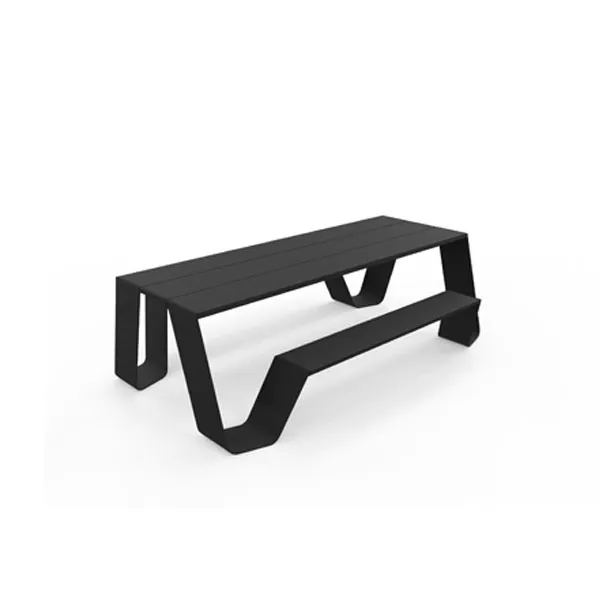 [HOA004] Hopper All Aluminum (6-8 personnes, L : 238 cm, Picnic (=2 bancs), Black (RAL9005), Pas de parasol)