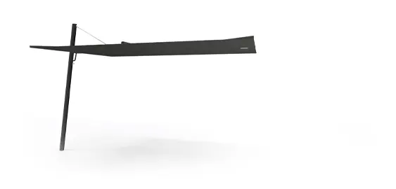 [SEN189-1] Sensu shade (High-Tech parasol Stoffs BLACK, Black (RAL9005), einzelner geneigter Pfosten, Square 300x300 cm)