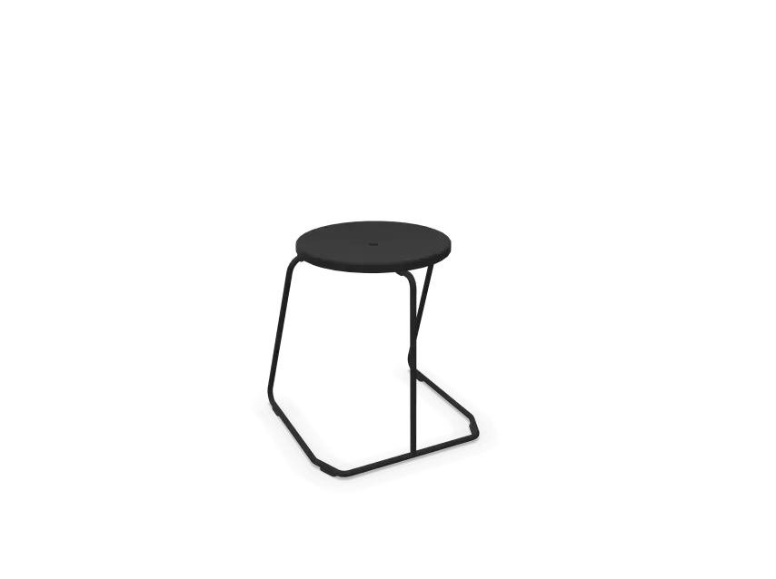 [TIK030] Tiki Hocker (Hocker, 39 x 41 x 45 cm, Pulverbeschichteter Aluminium Sitzteller, Innen- und Außenbereich, Black (RAL9005))
