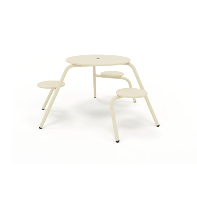 [VRS856] Virus (3-seater, ø160 x 75 cm Tabletop ø80 cm - (ø63 x 29.5 in Tabletop ø31.5 in), Cosmic cream (RAL1015))
